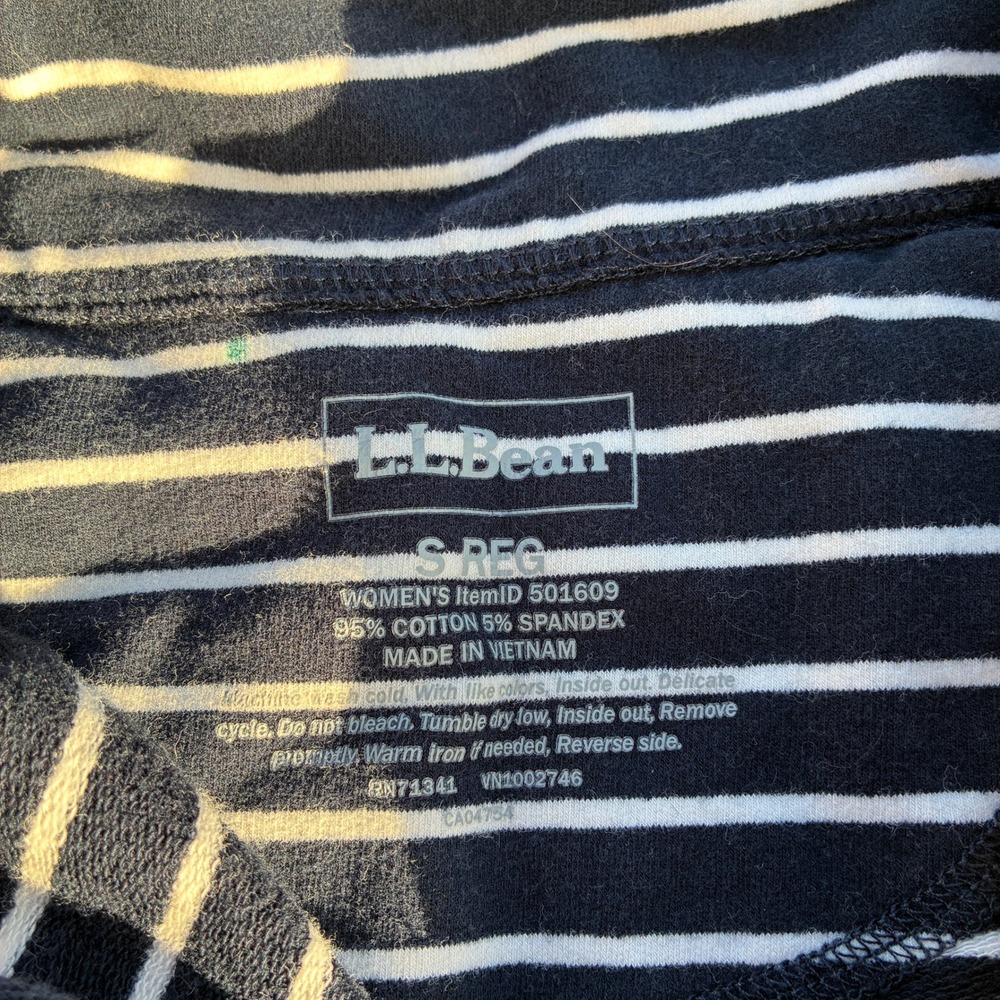 LL Bean Womens Size Small Black White Striped Full Zip Sweatshirt Jacket - Picture 3 of 6
